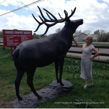 Large cast metal craft bronze deer sculpture decorative backyard for sale